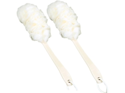 Escova Esfoliante Corporal Branca Com Cabo Longo, 2 Peças, Ideal Para Banho E Uso Diário