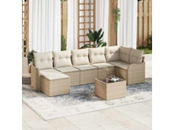 Vidaxl Conjunto De Sofá De Jardim 8 Unid. Bege E Branco Vime Pe