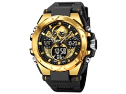 Relógio Esportivo Masculino MDUG Relógio de Pulso com Caveira Luminoso e Detalhes Luminosos (dourado)