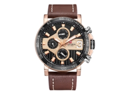 Relógio Masculino de Quartzo À Prova D'água com Pulseira Pu Naviforce Rosa Dourado