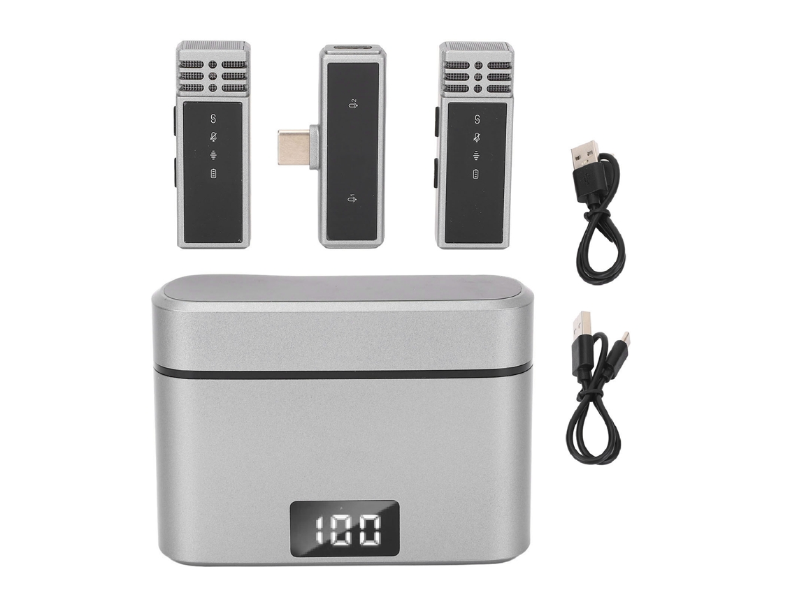 Micrófono Lavalier Recargable Com Redução De Ruído, Mic Lapel Clip On, Conector Type C