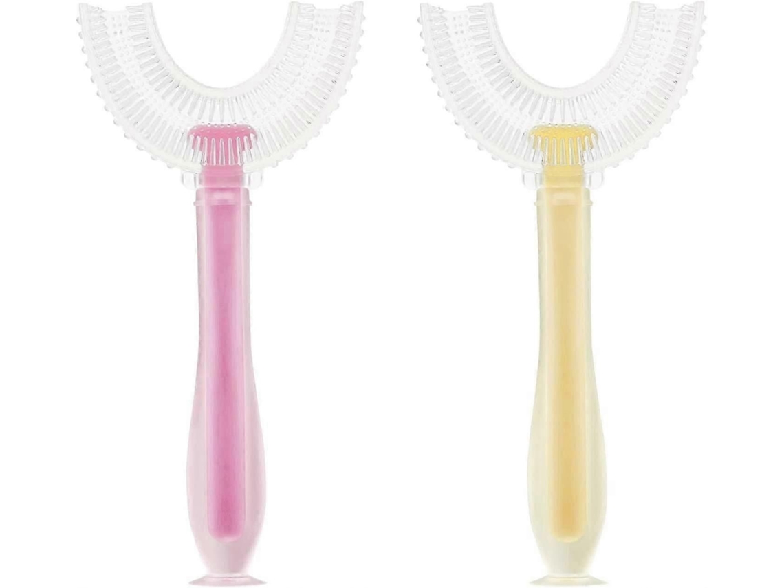 2 Escovas de Dentes Infantis em Formato U, com Cerdas Silicone Macias para Massagem e Limpeza Suave Das Gengivas, Escova Manual P GOKOCO