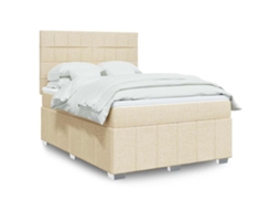 Vidaxl Cama Com Molas/colchão 140x190 Cm Tecido Cor Creme