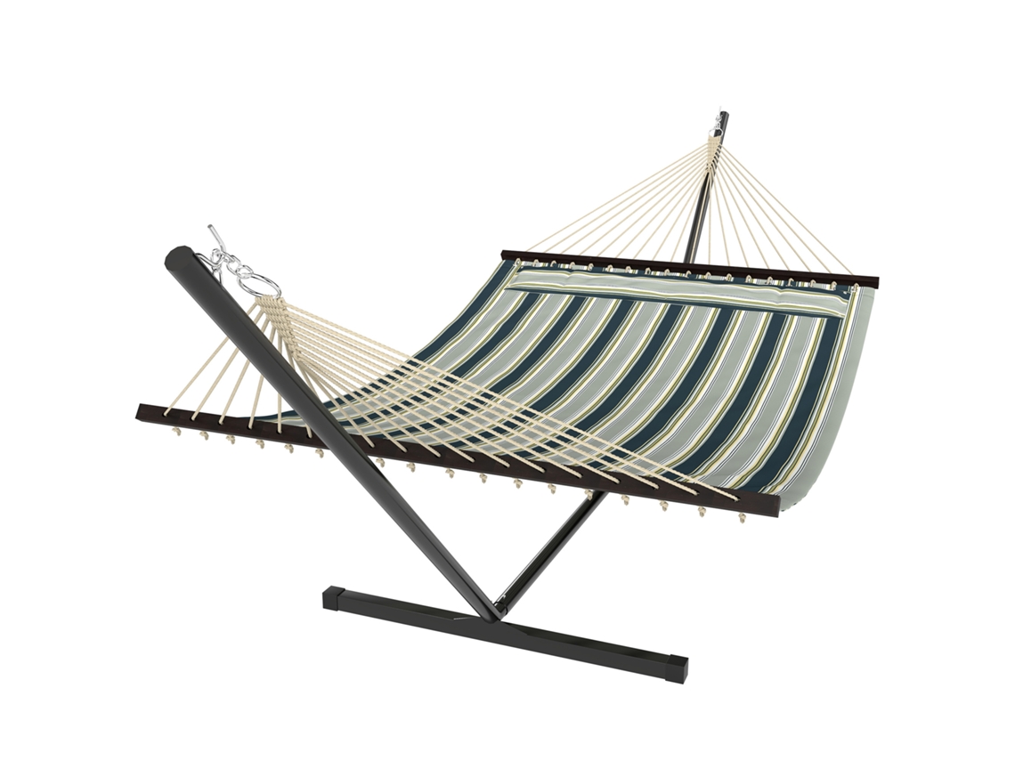 Cama Rede Aço, Poliéster Cor Verde 353x94x115 Cm OUTSUNNY