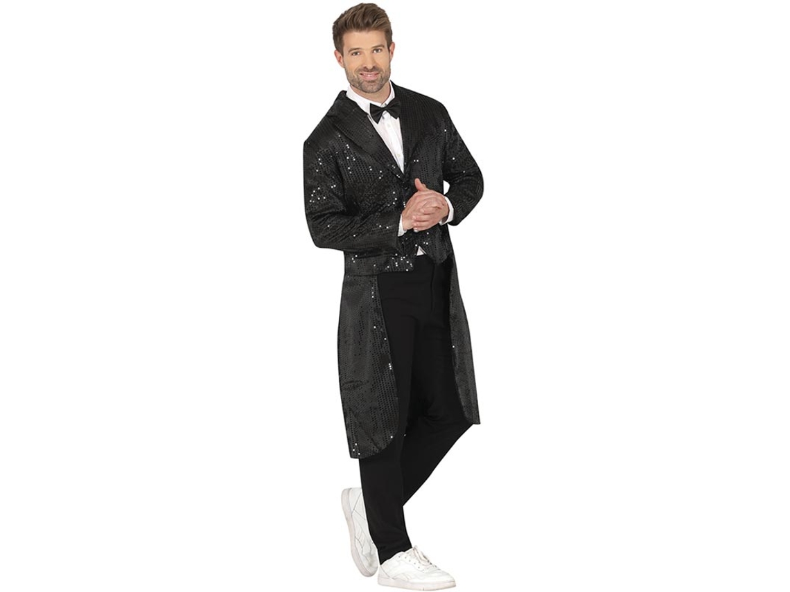 Traje ou fraque com lantejoulas pretas para homem