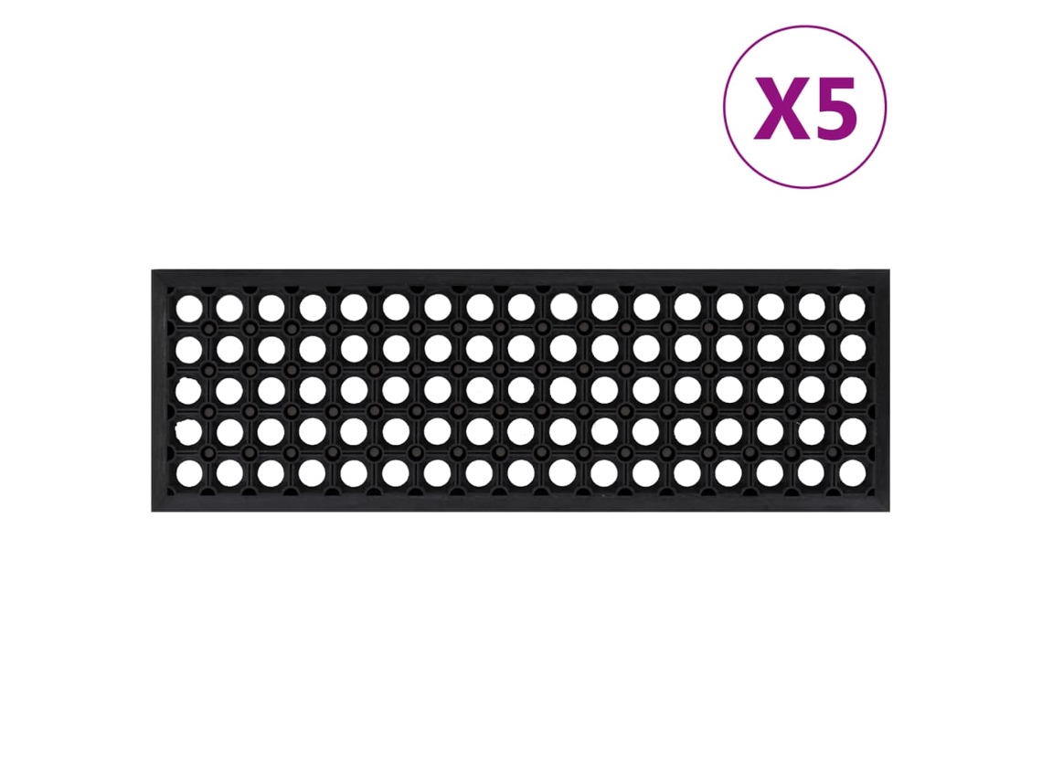 Vidaxl Tapetes De Escada 5 Pcs 25x75 Cm Borracha