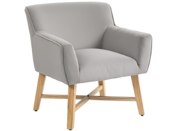Poltrona Relax Moderna Braços Acolchoados Madeira Cinza 67x65x74cm