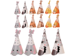 Conjunto Com 5 Chapéus De Aniversário De Animais, Chapéus Cônicos De Papel Para Meninos E Meninas, Temáticos.