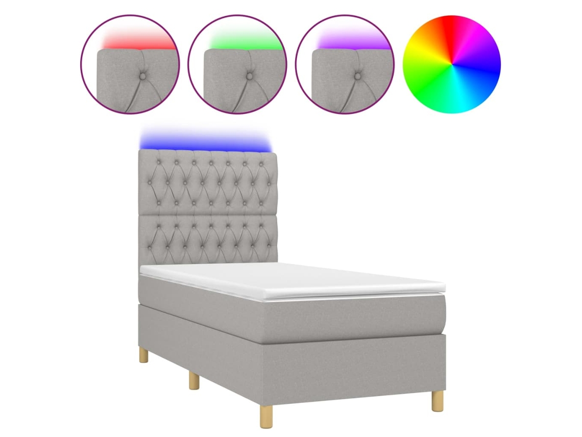 Box Spring Bed, Box Spring Beds Vidaxl Cinzeto Tecido (90 X 200 Cm)