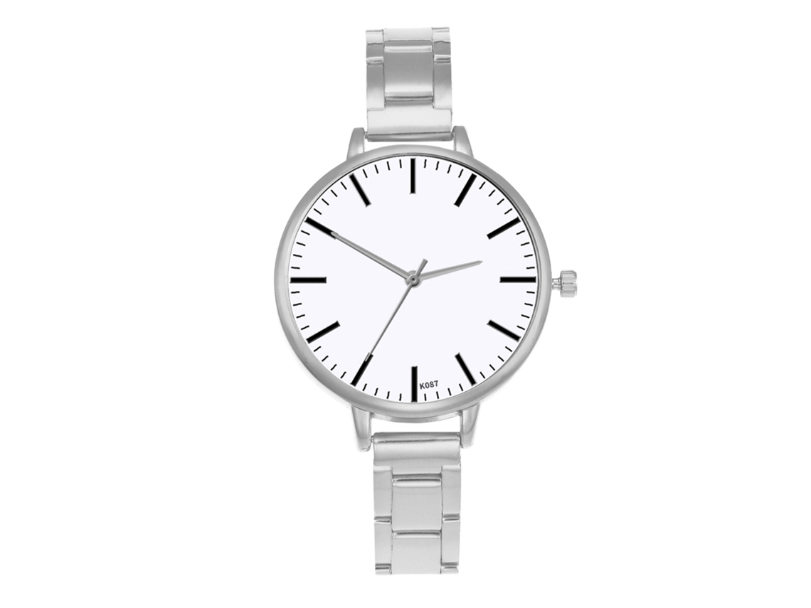 Relógio Feminino de Luxo com Pulseira de Aço Relógio Analógico Quartzo Presente (prata)
