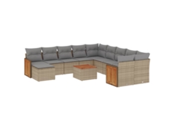 Conjunto de 12 sofás para jardim com almofadões Vime Pe Bege MAISON EXCLUSIVE