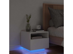 Vidaxl Mesa De Cabeceira Com Luzes Led 40x39x37 Cm Branco