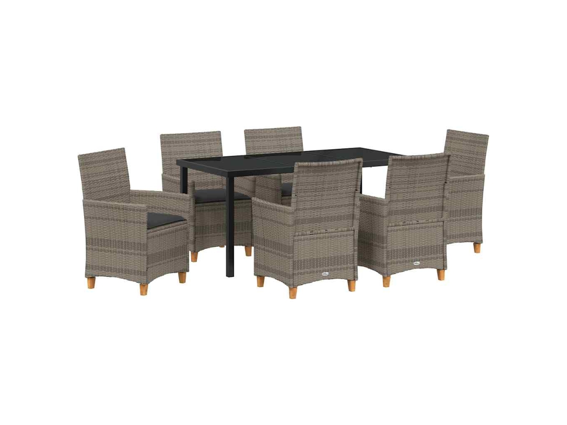 Conjunto De Cadeiras De Jardim Com Almofadas Vidaxl Cinza Vime Pe