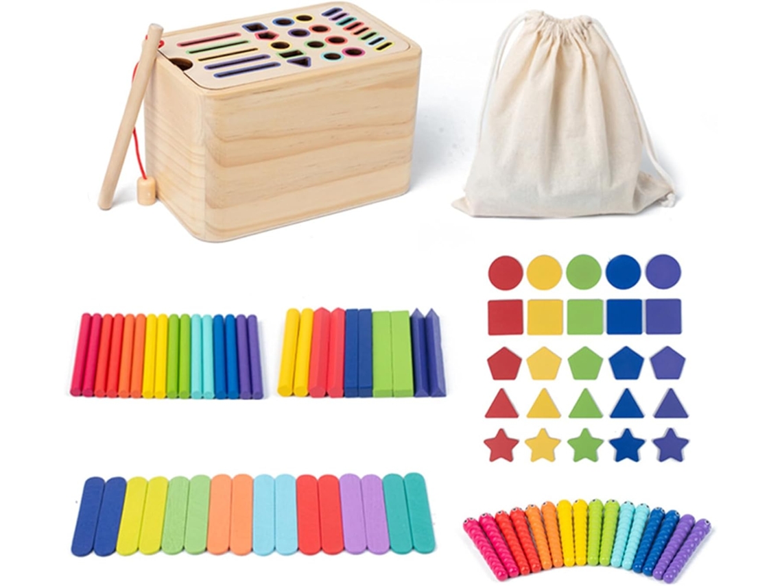 Brinquedo Interativo De Madeira Colorido Para Educação Sensorial,