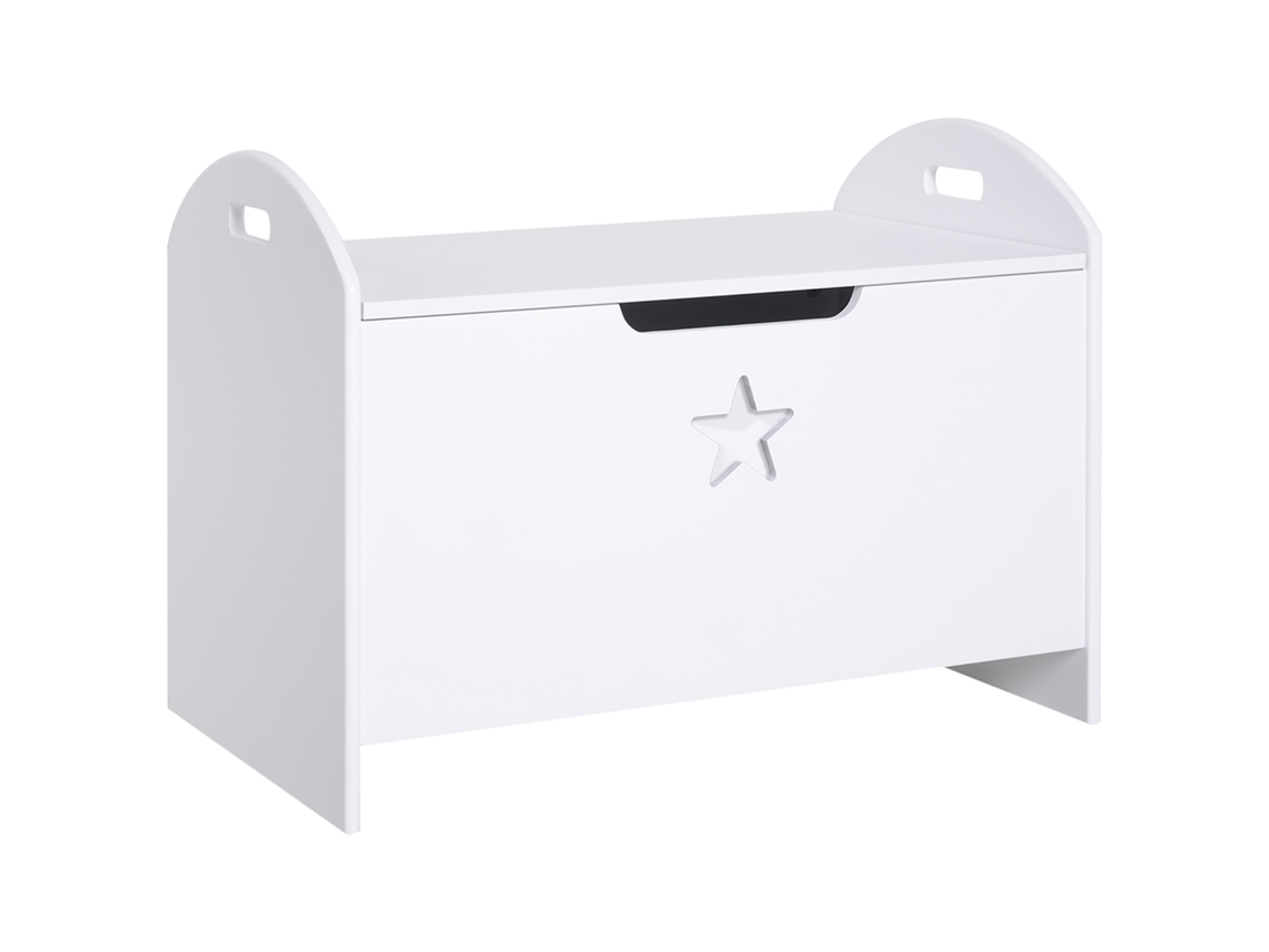 Organizador de Brinquedos para Baú de Armazenamento Infantil com Tampa de Segurança e Espaço Amplo 62x40x46,5 Cm Branco Ge