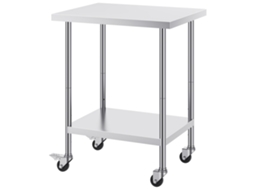 Mesa De Trabalho Em Aço Inoxidável Succebuy De 24 X 30 Polegadas, Mesa De Preparação Comercial Com 4 Rodízios