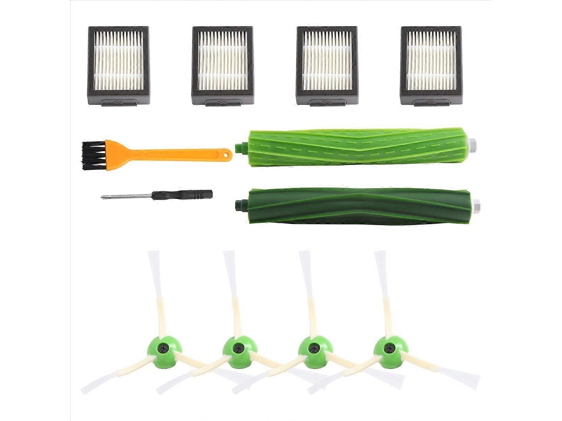 Conjunto De 12 Peças Para Irobot Roomba I7 E5 E6 I3: Escova Rotativa, Escova Lateral E Filtro.