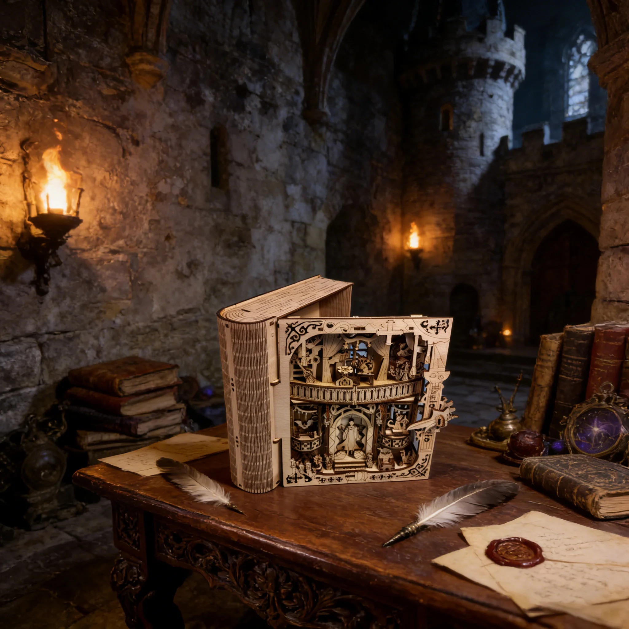 Livro Mágico de Madeira Faça Você Mesmo, Quebra cabeça 3d Criativo MDUG