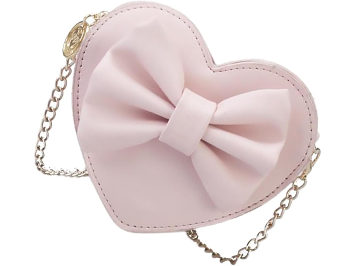 Bolsa De Ombro Com Corrente Em Formato De Coração Para Meninas, Elegante E Prática, Em Couro Pu, Fácil De Abrir.