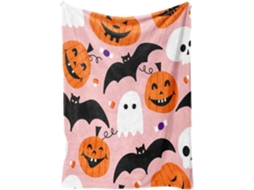 Manta Syjym Halloween com Estampa Digital de Abóbora e Lanterna em Flanela para Cochilar Ou Relaxar Ambiente a