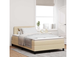 Vidaxl Cama Box Com Fitas Led Com Cabeceira Creme 120 X 190 Cm Tecido