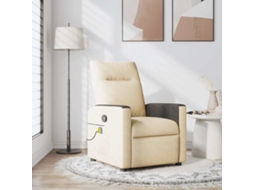 Vidaxl Poltrona De Massagens Reclinável Tecido Cor Creme