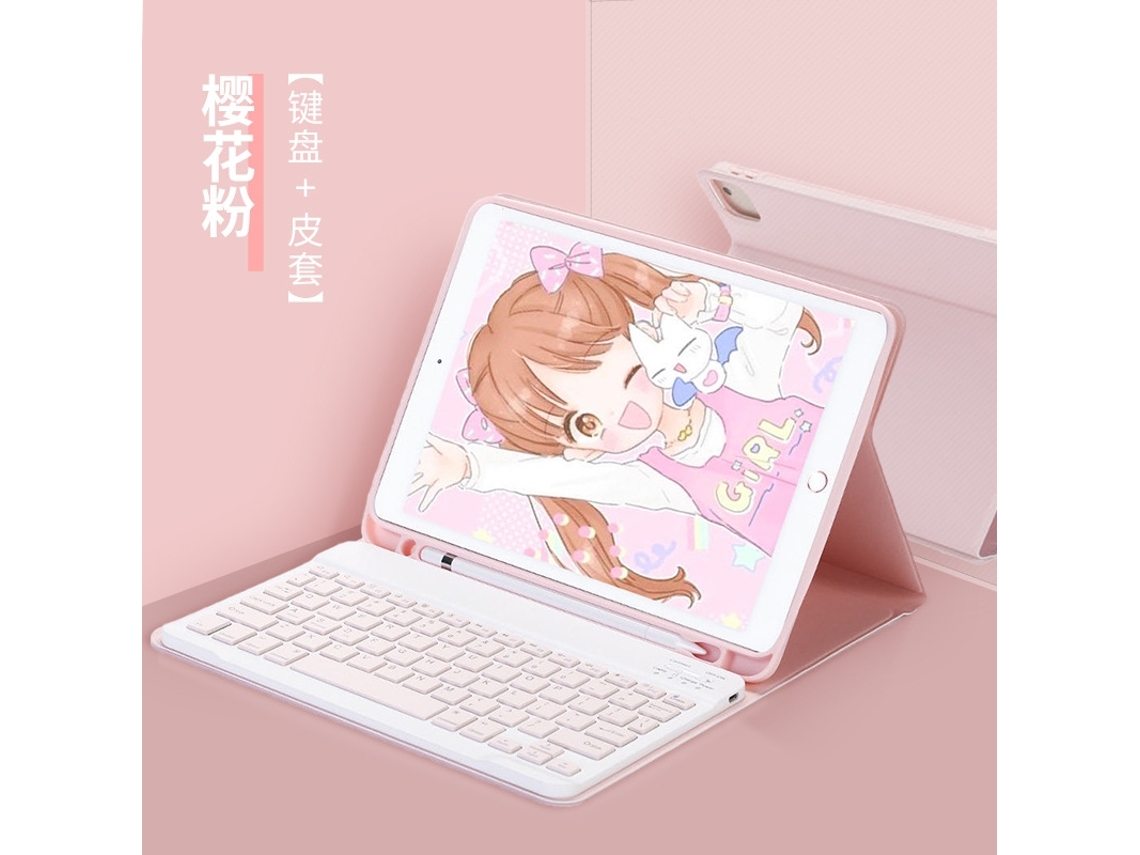 Capa Com Teclado Bluetooth Em Couro Compatível Com Ipad Air 3/10.2"/pro 10.5", Magnética, Alça, Cor Rosa