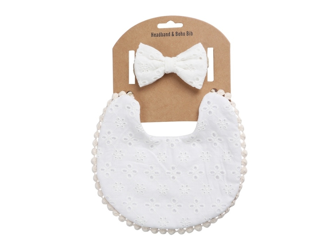 Lurelia Kit Babador Reversível Em Linho E Algodão Com Tiara Para Bebé, Variante Dp021-3