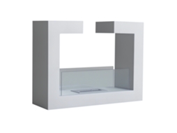 Lareira Bioetanol S/MARCA 2000w 78x25x58cm, inodora, Aço Inoxidável, Vidro, Branco