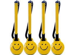 4 Canetas Seguras com Fio Plástico Anexadas a Suporte Adesivo com Design de Sorridente