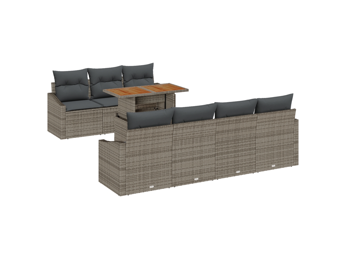 Conjunto 8 Conjunto De Jantar Para Jardim Vidaxl Cinzento Vime Pe (100 X 55 X 73 Cm)