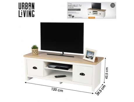 Móvel TV Virginia 2 Gavetas Branco Madeira 120x39,5x42,5 Cm Ac Deco