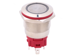 Interruptor De Botão De Pressão Metal Auto-bloqueio 9~30v Dc 19mm 1no 1nc Com Anel De Luz Cabeça Plana