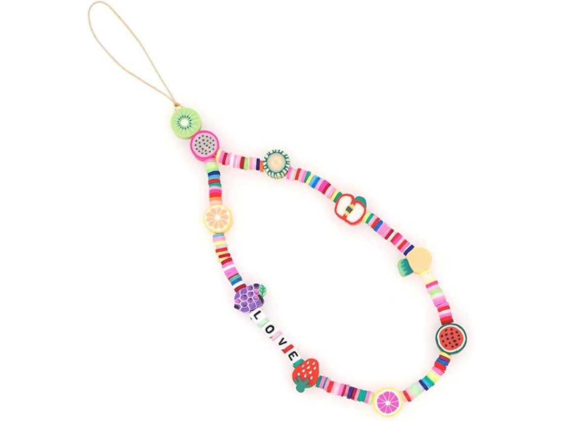Pingente Para Celular Anti-perda, Corrente Para Celular Estilo Boêmio, Joia Para Celular Com Pingente De Carinha Sorridente, Flor E Fruta Em Acrílico,
