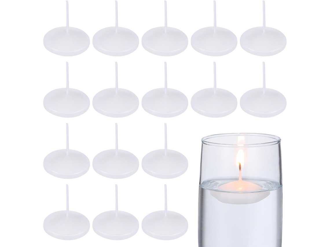 Shineofi Conjunto De 50 Miniaturas De Velas Flutuantes Brancas, Sem Perfume, 4 Cm De Diâmetro, Para Decoração