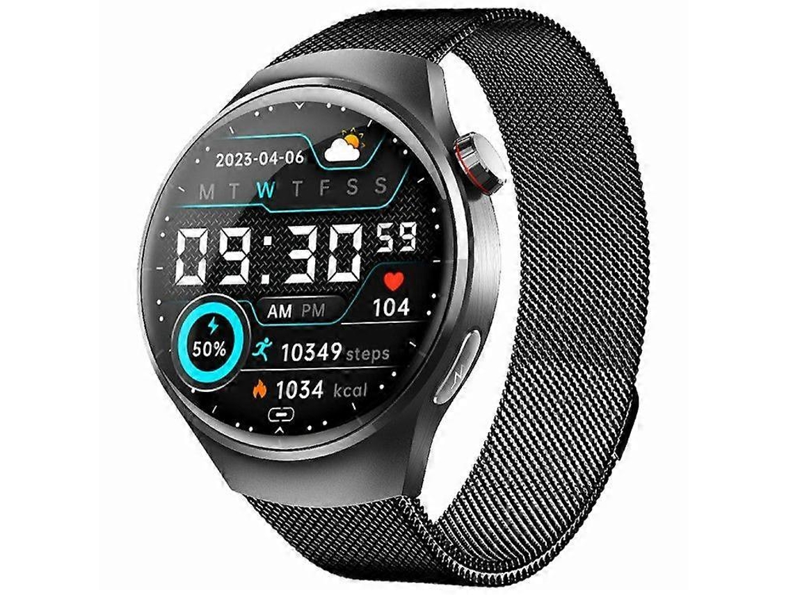 Smartwatch esportivo com monitor cardíaco e pulseira milanesa. Ly Ebike