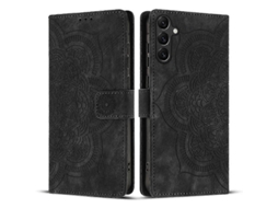 Capa De Celular De Couro Fosco Retrô Com Estampa De Mandala