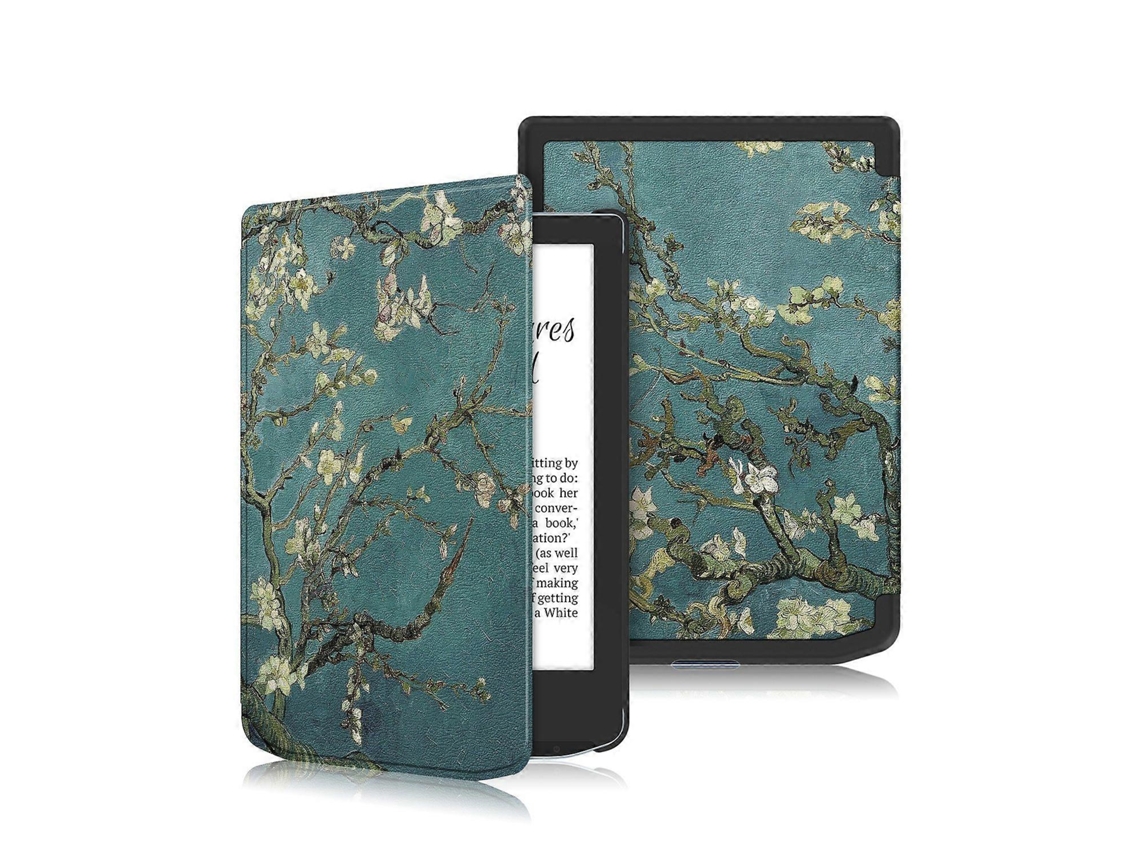 Capa de couro com rodas de voltagem pintadas para Pocketbook Verse Pro Webake Smart Tablet