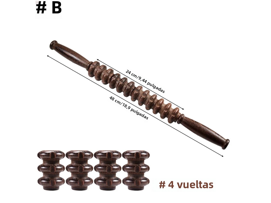 (estilo B) Massageador De Madeira Com Rolos De Três Pontos, Para Uso Na Fáscia E Celulite.