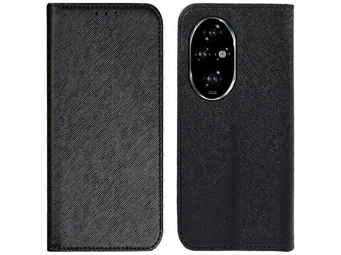 Capa De Couro Com Textura Cruzada Para Honor 200 5g Com Absorção Magnética