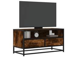 Vidaxl Móvel P/ Tv 80x34,5x40 Cm Deriv. Madeira/metal Carvalho Fumado