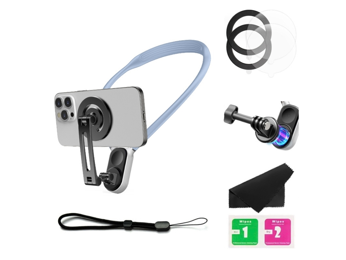 Suporte Magnético Para Celular/câmera De Ação Com Gancho No Pescoço.