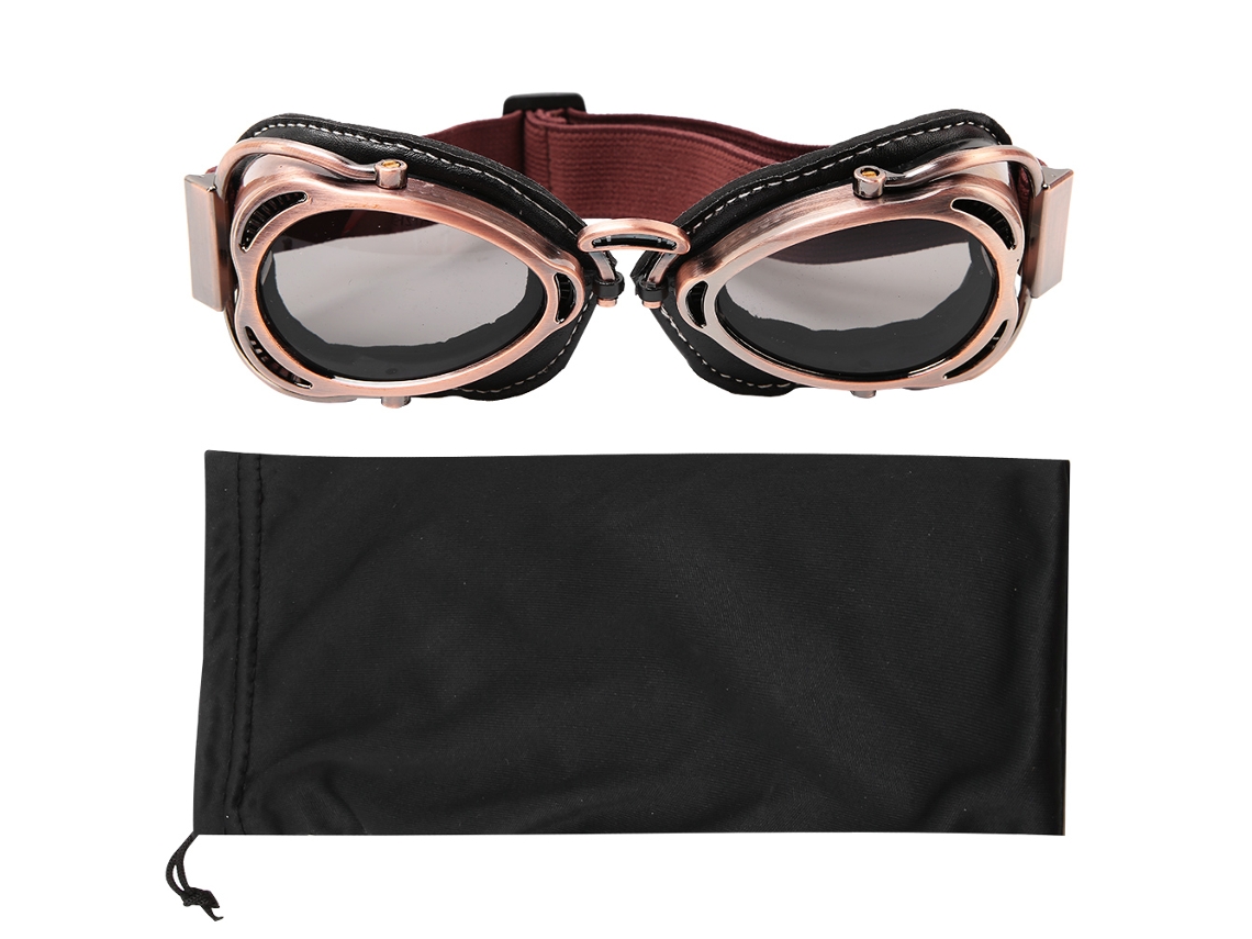 Novos óculos de proteção retrô para capacete de motocicleta, com lentes cinza bronze à prova de poeira e vento.