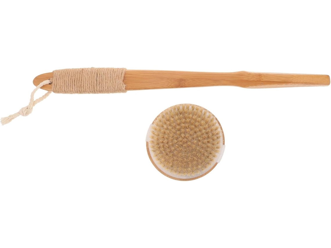 Escova De Banho Durável Com Cabo Longo De Bambu E Cerdas Macias Para Massagem Na Pele.