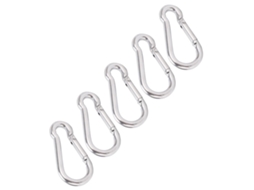 5pcs Mosquetão Aço Inox 60mm Camping Trekking