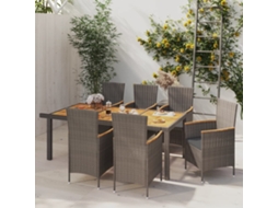 Pcs Conjunto Jantar Exterior Com Almofadões Vime Pe Cinzento Dkd Home Decor