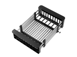 Escorredor De Pia Em Aço Inoxidável, Design Retrátil, Resistente E Com Alta Capacidade De Carga, Ideal Para Pratos, Frutas E Legumes. Grande, Preto