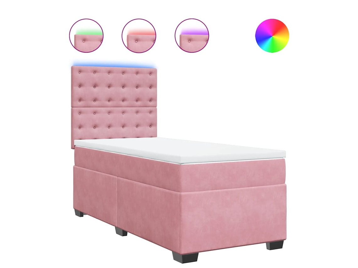 Box Spring Bed, Box Spring Beds Vidaxl Cor-de-rosa Veludo (90 X 190 Cm)