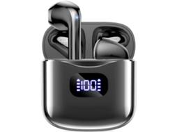 Fones sem fio Bluetooth 5.3 com display LED estojo 40h som estéreo intra auricular IPX7 microfone para celular, tablet, esportes Preto JIAPEI