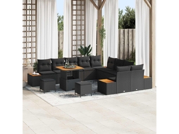 Vidaxl Conjunto De Sofá De Jardim 13 Unid. 12-número De Lugares Preto